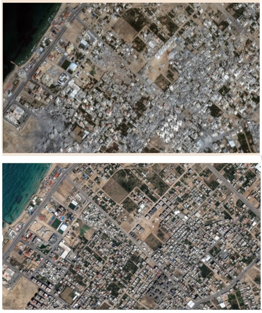 Gaza, particolare com'èera e come è dopo i bombardamenti.jpg